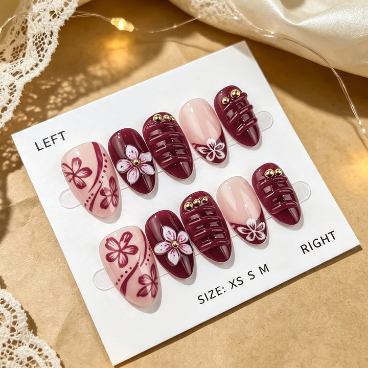 Artisan Floral Press-On Nail Design