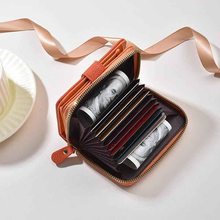 Textured Leather Zippered Card Organizer Stornfield