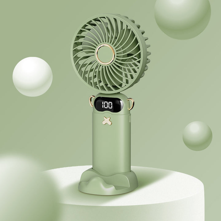 Cooling rechargeable handheld mini fan with digital battery display and cute desktop stand Stornfield