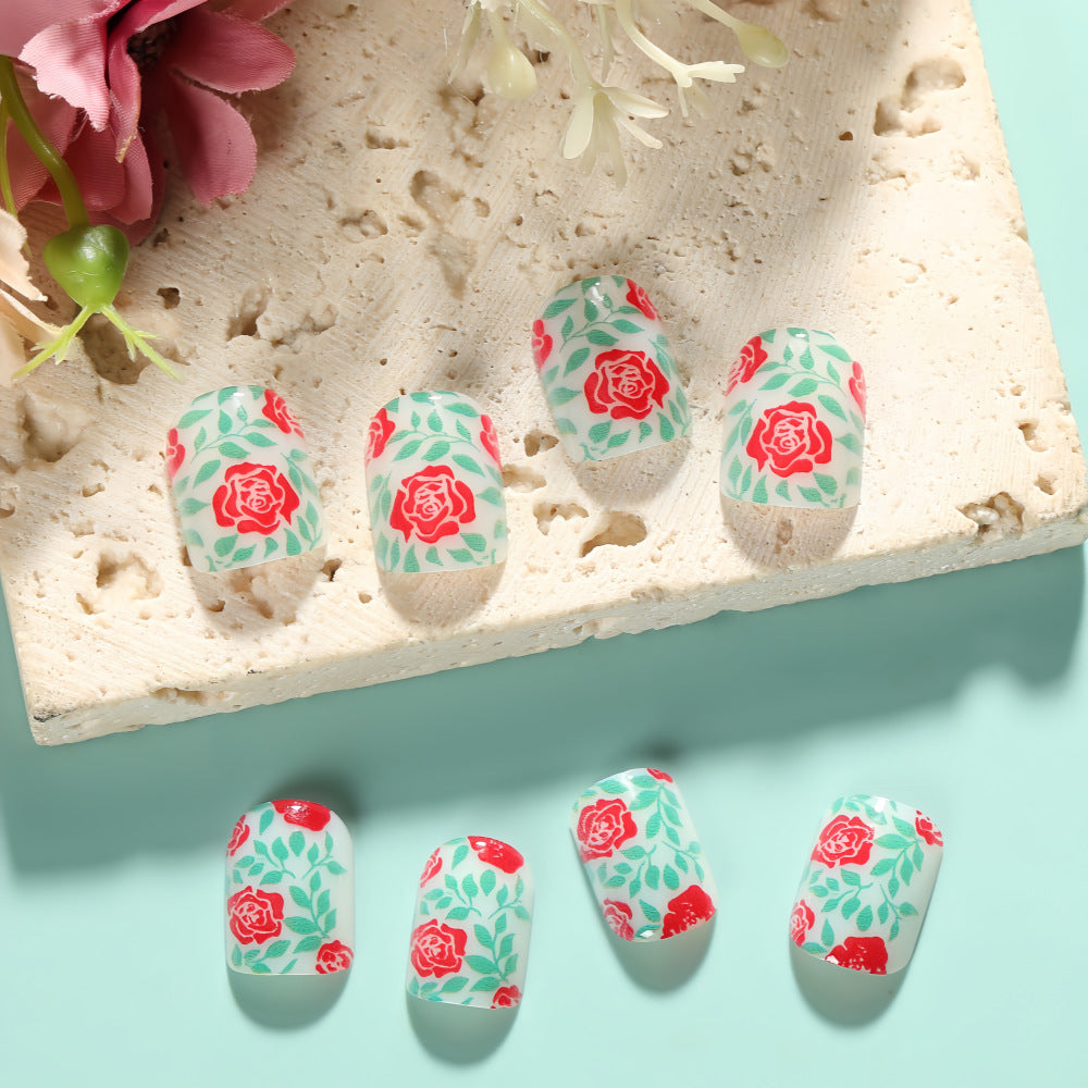Artificial nails with romantic rose pattern Stornfield