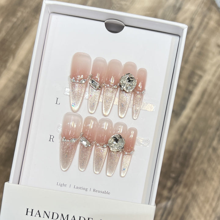Decorative Stiletto Press-On Nail Art Set with Rhinestone Details Stornfield