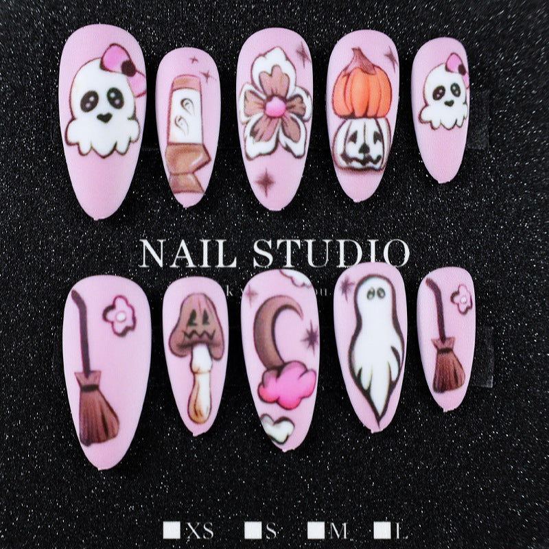 Artificial Nail Set with Playful Halloween Designs Stornfield