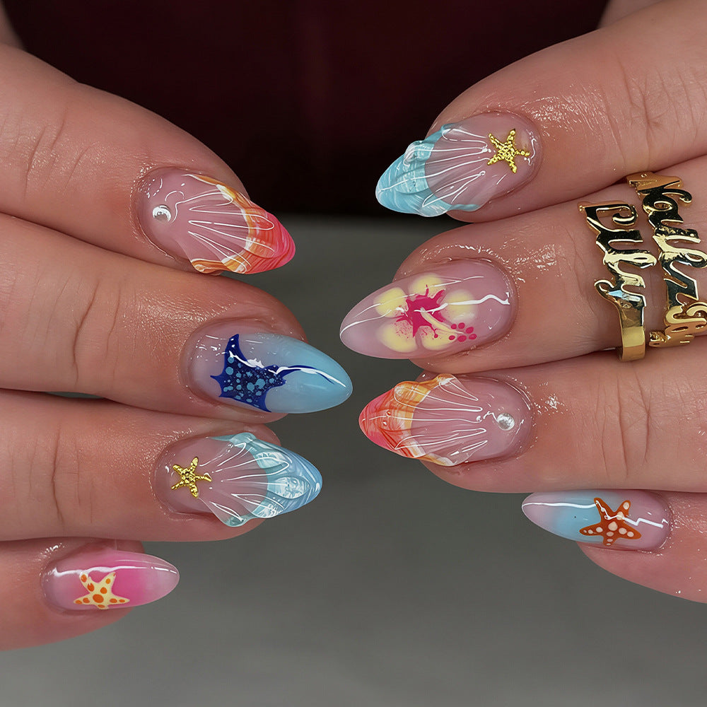 Artistic Ocean-Inspired Press-On Nail Art Stornfield