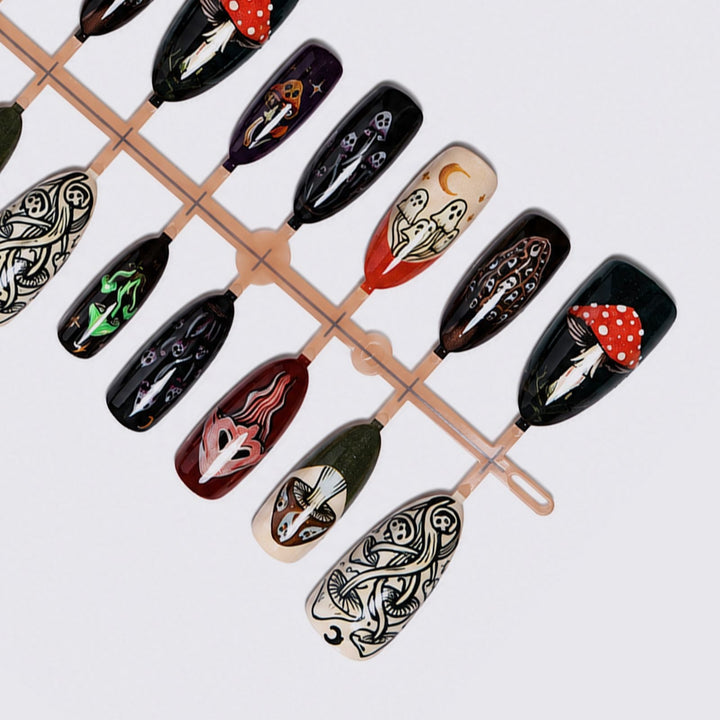Creative nail art set with playful Halloween design Stornfield
