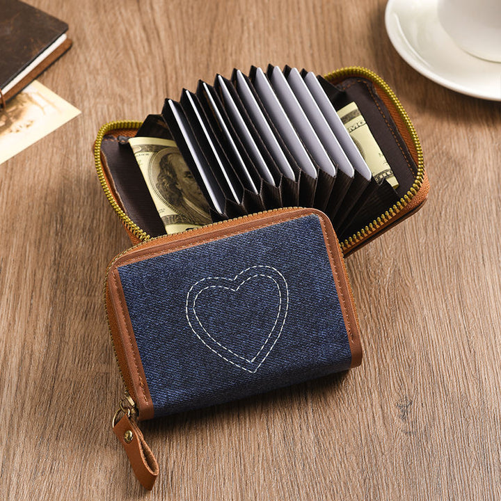 Zip-Around Denim Heart Coin Wallet Stornfield