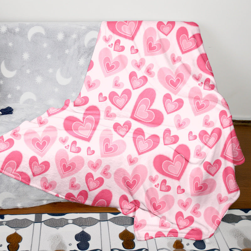 Heart Pattern Fleece Throw Blanket