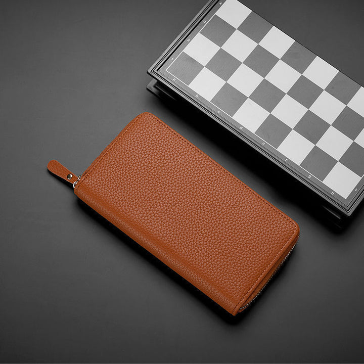 Textured Leather Zip-Around Wallet Stornfield