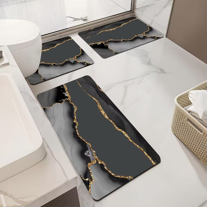 Luxurious Marble Pattern Bath Mat Set Stornfield