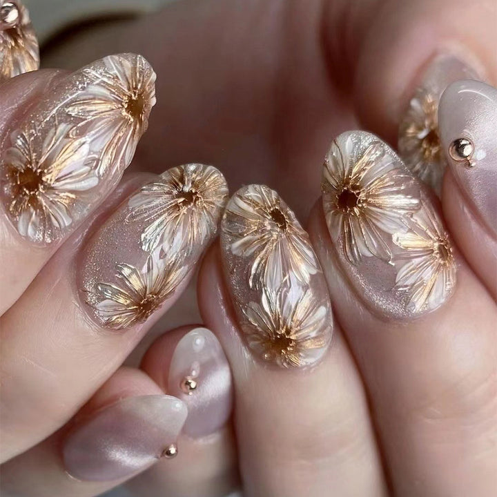 Artful Nail Extensions with 3D Flower Design Stornfield