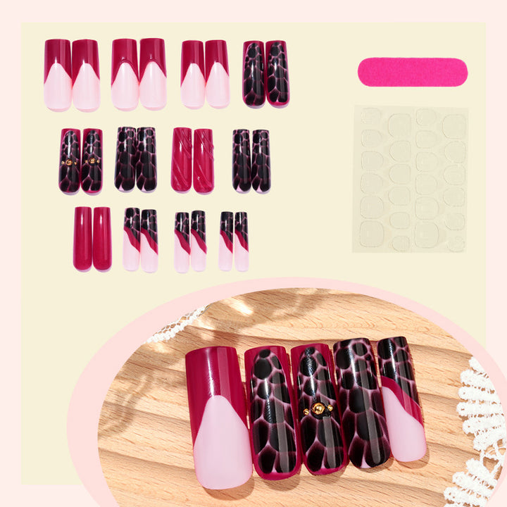 Artistic Press-On Nail Set with Decorative Patterns Stornfield