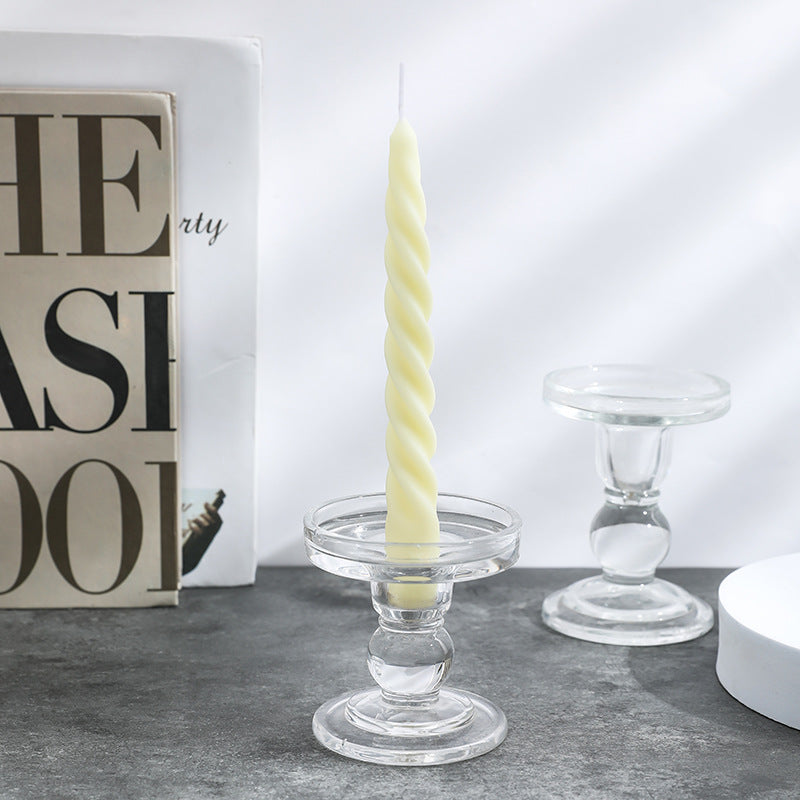 Pressed Glass Pedestal Candle Holder for Taper & Pillar Candles