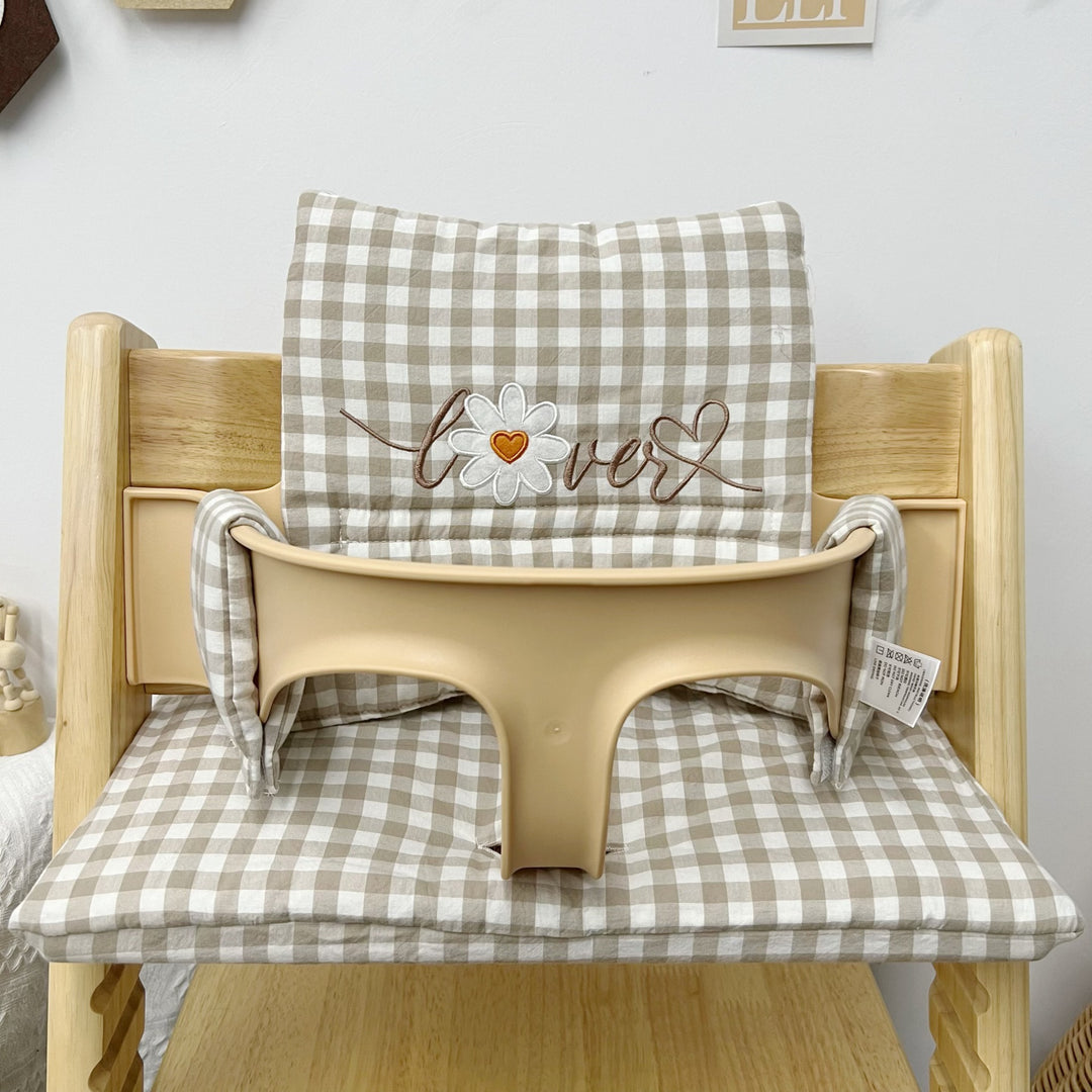 Padded Baby High Chair Cushion Set with Removable Teddy Applique