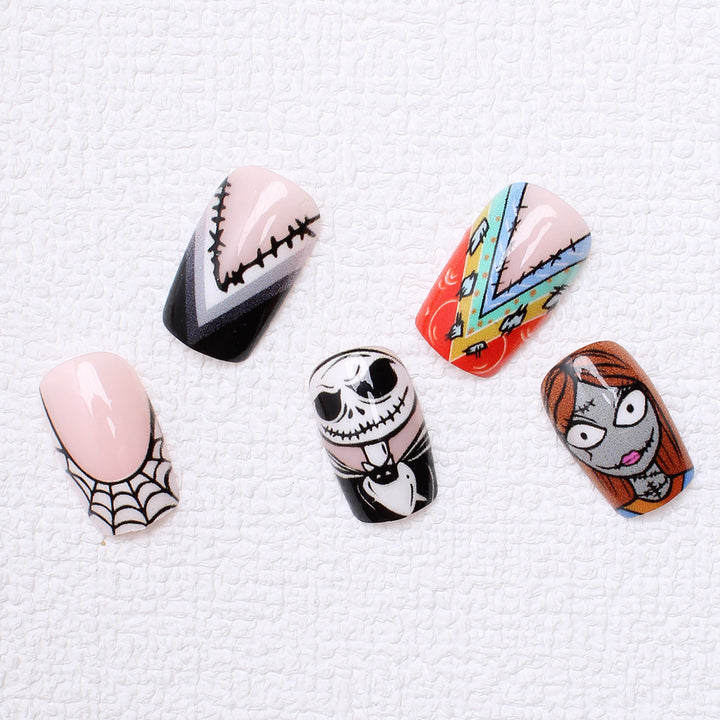 Artificial Nail Set with Creative Halloween Motifs and Playful 3D Designs Stornfield