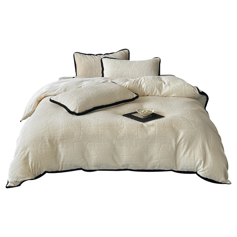 Plush Quilted Duvet Cover Set with Contrasting Piped Edge