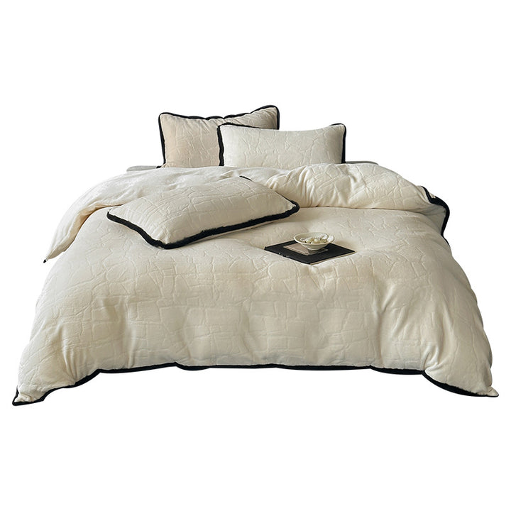 Plush Quilted Duvet Cover Set with Contrasting Piped Edge