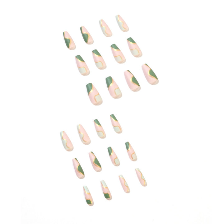 Artful Nail Extensions with Elegant Gold Decoration Design Stornfield