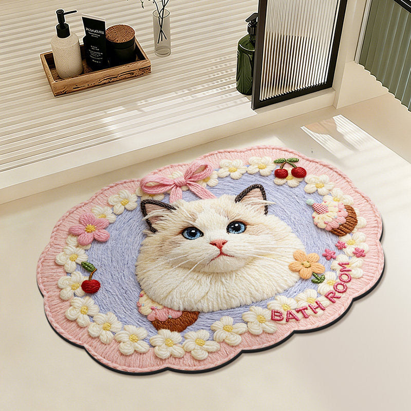 Creative Cat-Themed Bath Mat for Bathroom