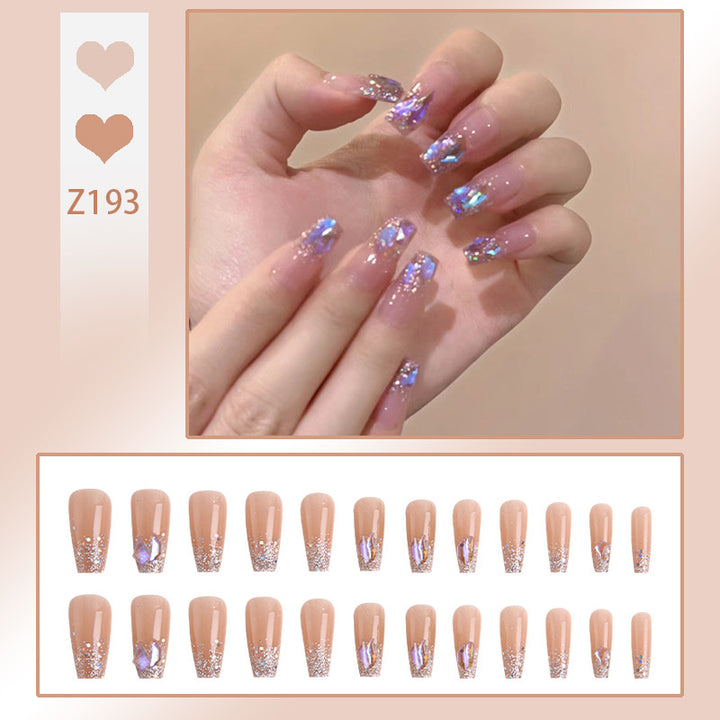 Artificial nail set with glamorous glitter accents and elegant elements Stornfield
