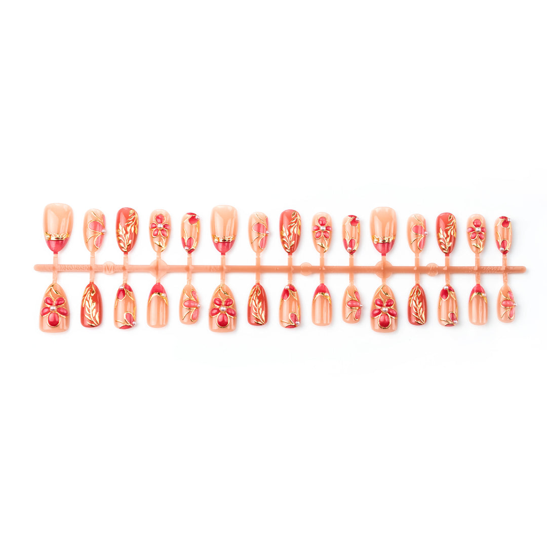 Elegant Floral Embellished Press-On Nail Art Set Stornfield