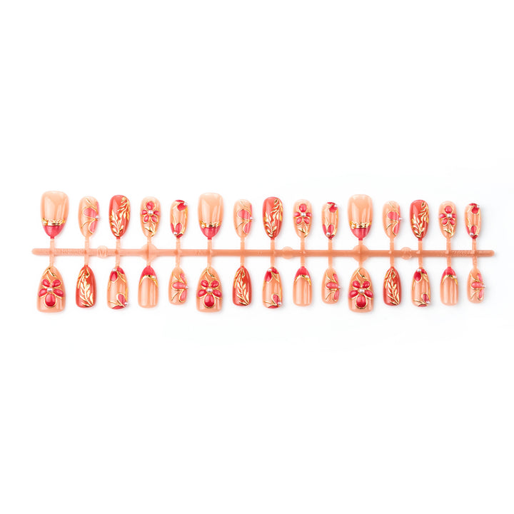 Elegant Floral Embellished Press-On Nail Art Set Stornfield