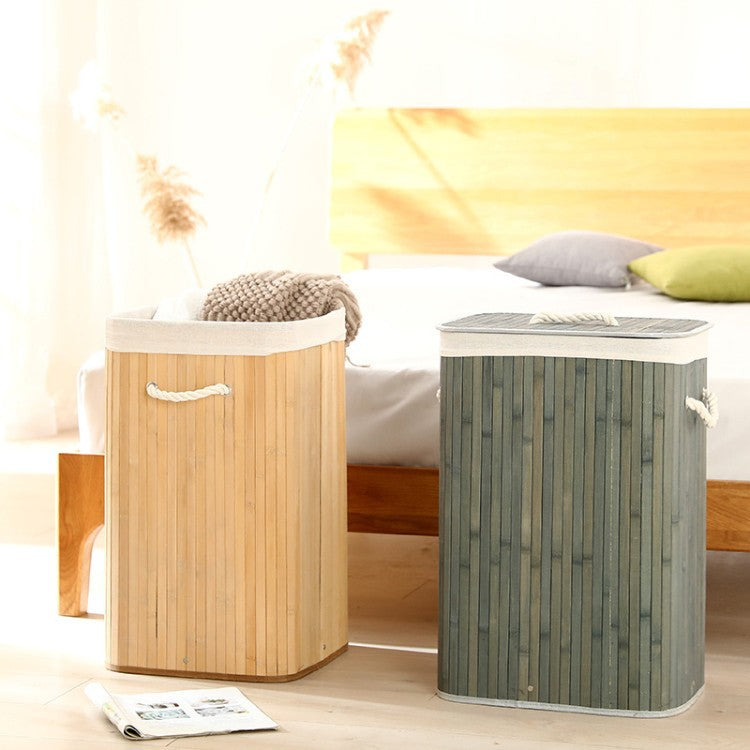 Elegant Laundry Basket Made of Bamboo with Practical Lid Stornfield