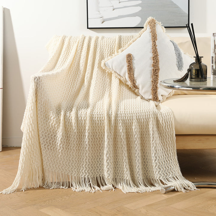 Women Luxurious Knit Blanket with Fringes Stornfield