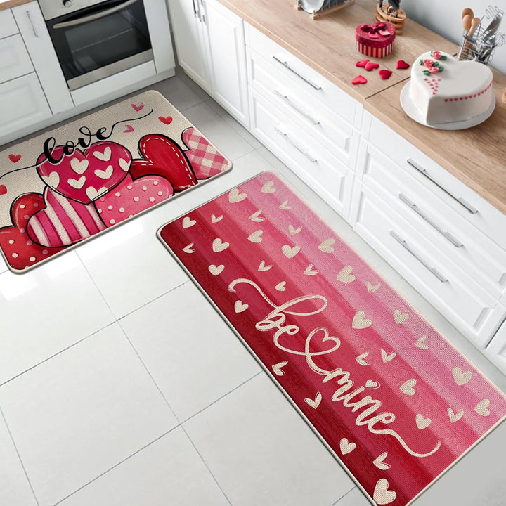 Heart-Themed Kitchen Runner Mat Stornfield