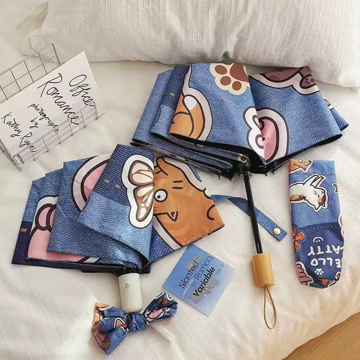 Ladies Folding Umbrella with Cute Dog Designs Stornfield