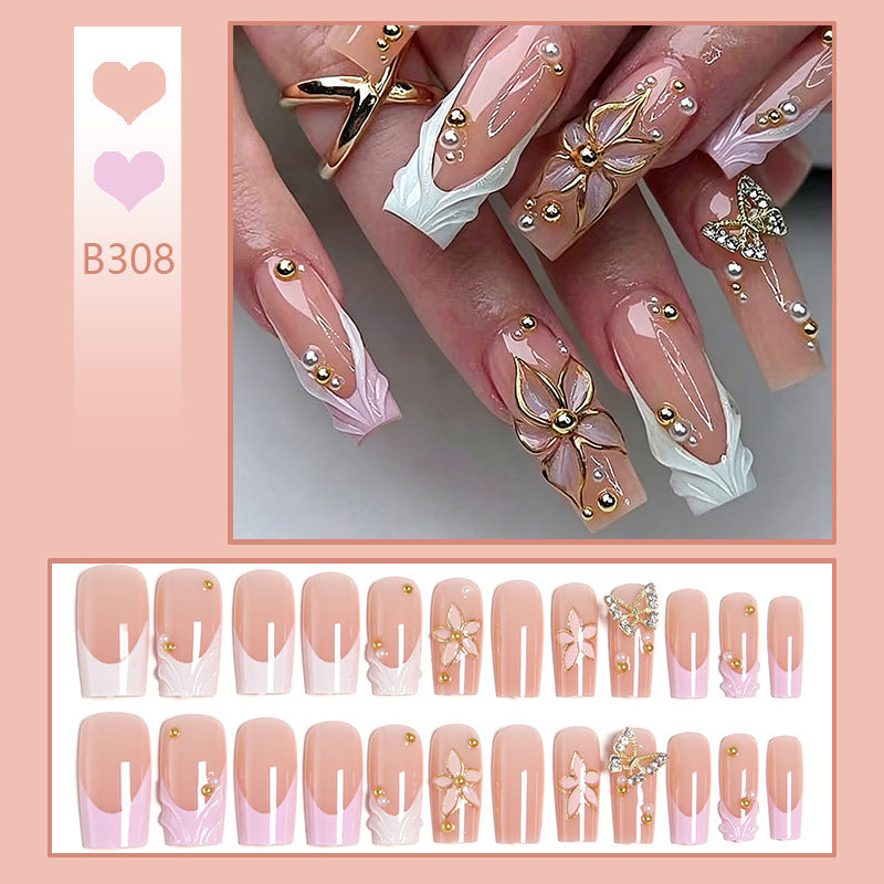 Artificial Nail Tips with Floral Accents Stornfield