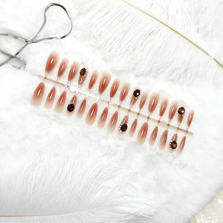 Elegant Artificial Nails with Shimmering Gradient and Sparkling Accents Stornfield