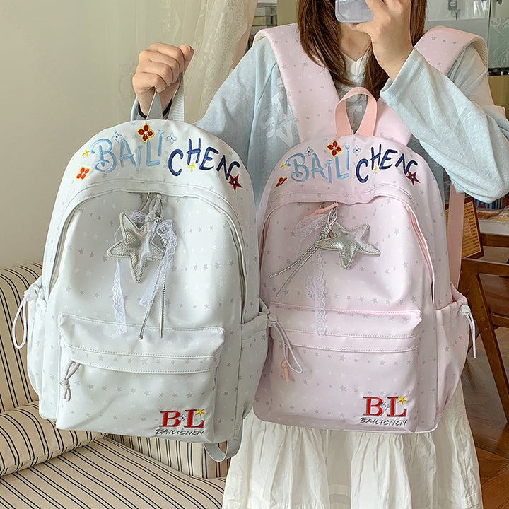 Playful Star-Embellished Casual Backpack Stornfield