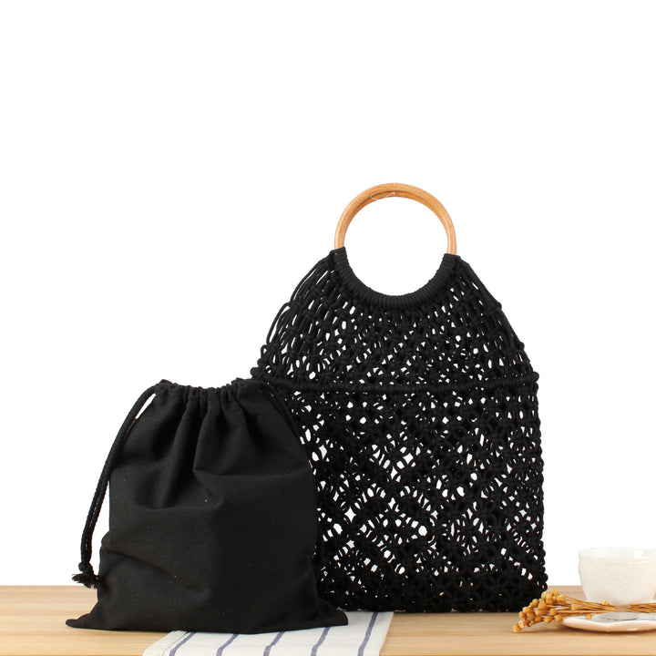 Macrame Tote Bag with Double-Layer Inner Pocket Stornfield