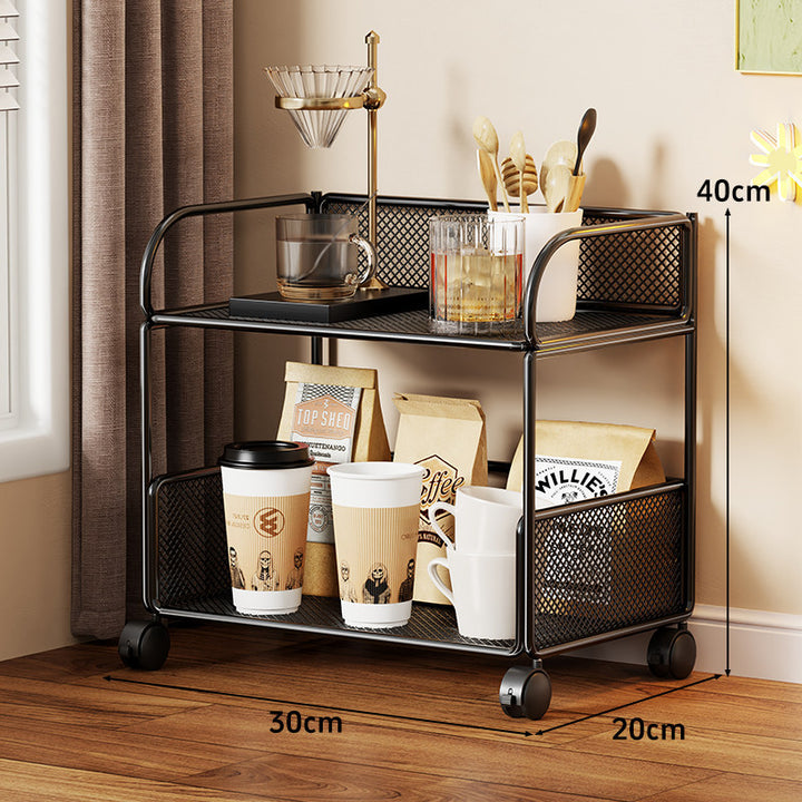 Tiered Metal Mesh Countertop Organizer Shelf with Raised Mesh Sides