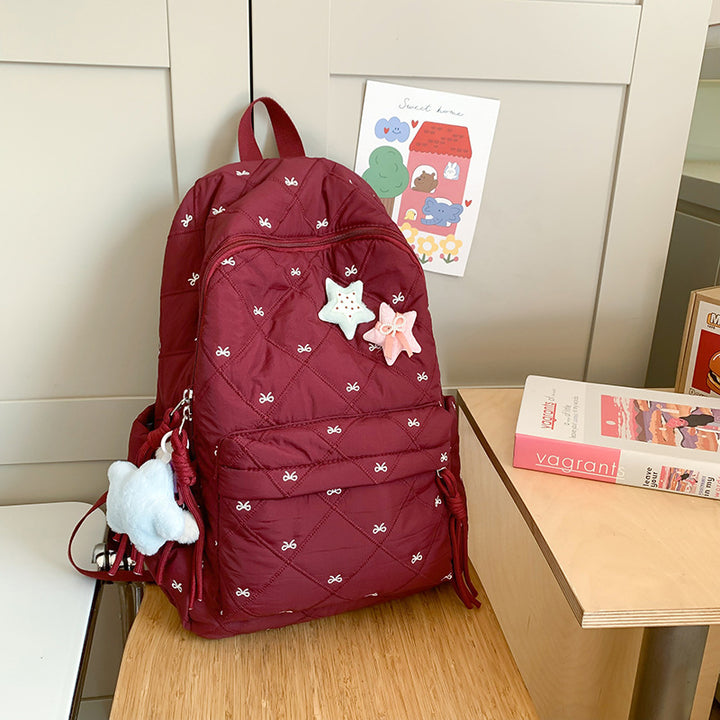 Quilted Bow-Embellished Backpack