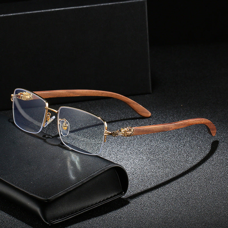 Ladies fashionable glasses with rectangular frame and high-quality wood details Stornfield