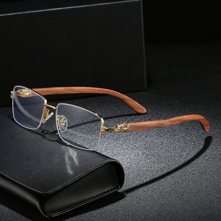 Ladies fashionable glasses with rectangular frame and high-quality wood details Stornfield