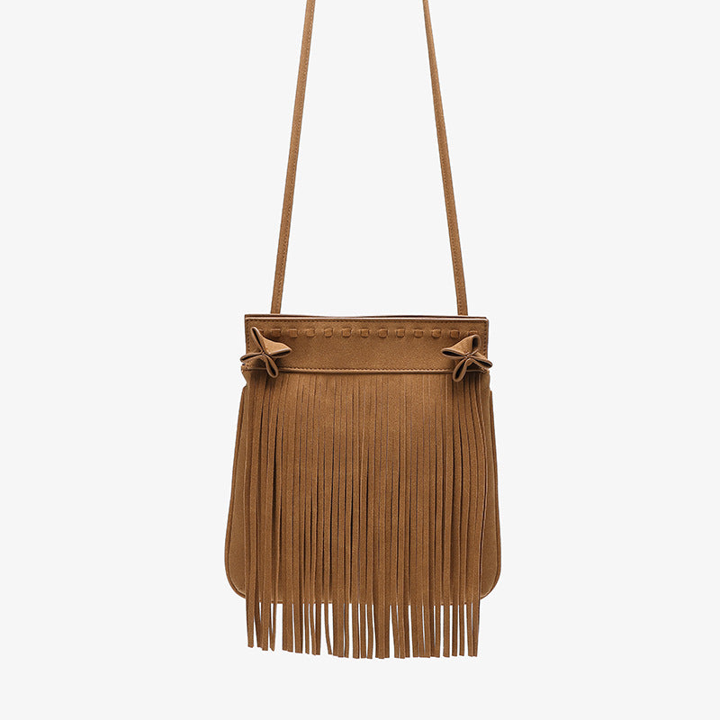 Suede Fringe Shoulder Bag
