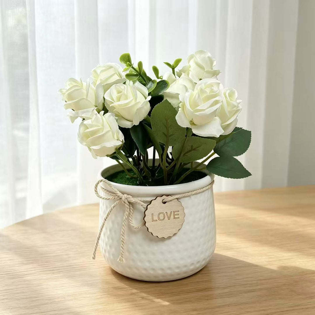 Lifelike Decorative Artificial Rose Plant Arrangement