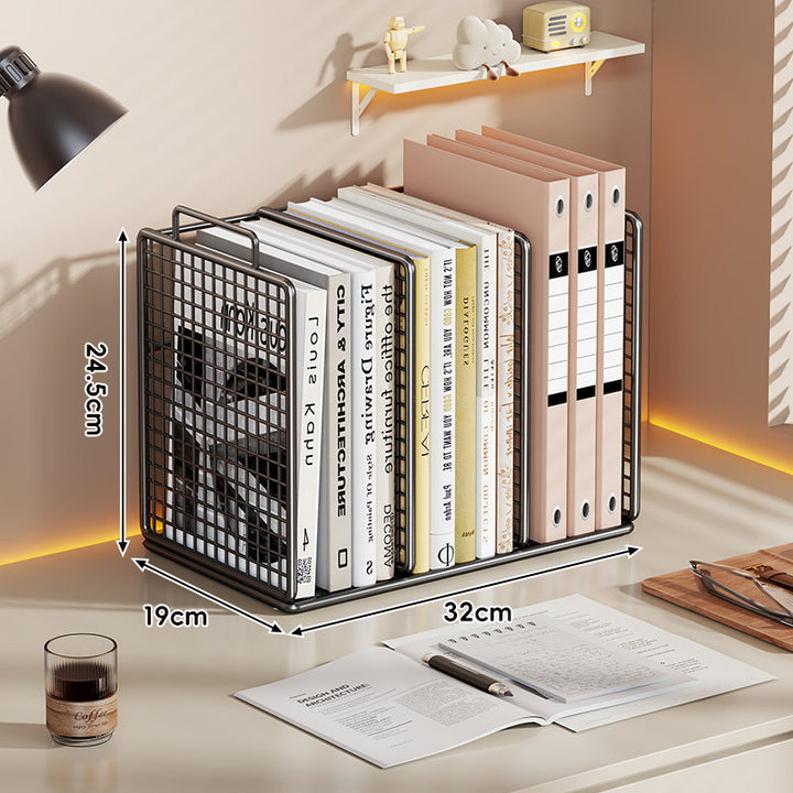 Desktop Metal Mesh Multi-Section Book and File Organizer Shelf