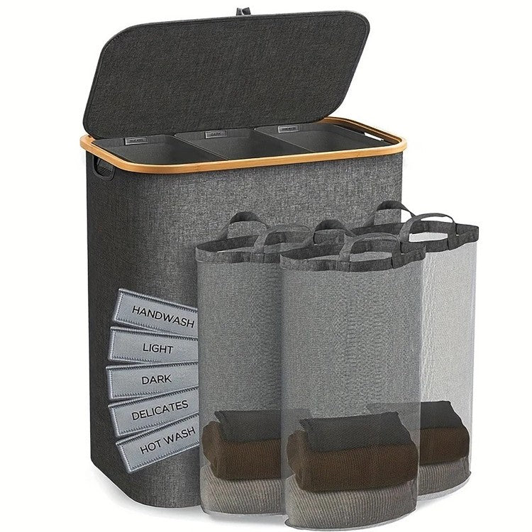 High-quality laundry basket with lid and handle Stornfield