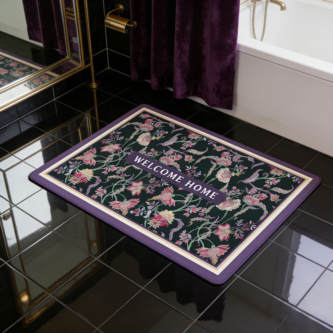 Vintage Floral Pattern Bath Mat Stornfield