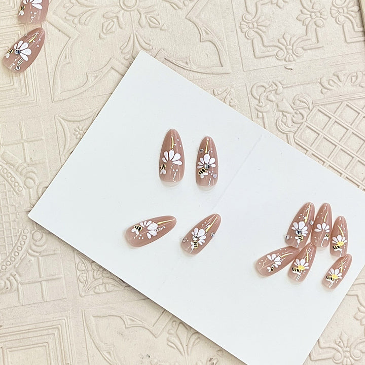 Artistic Floral Press-On Nail Tips Stornfield