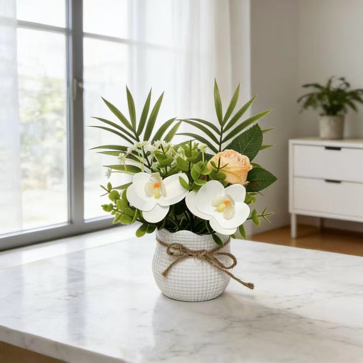 Decorative Artificial Orchid and Rose Arrangement for Home Decor