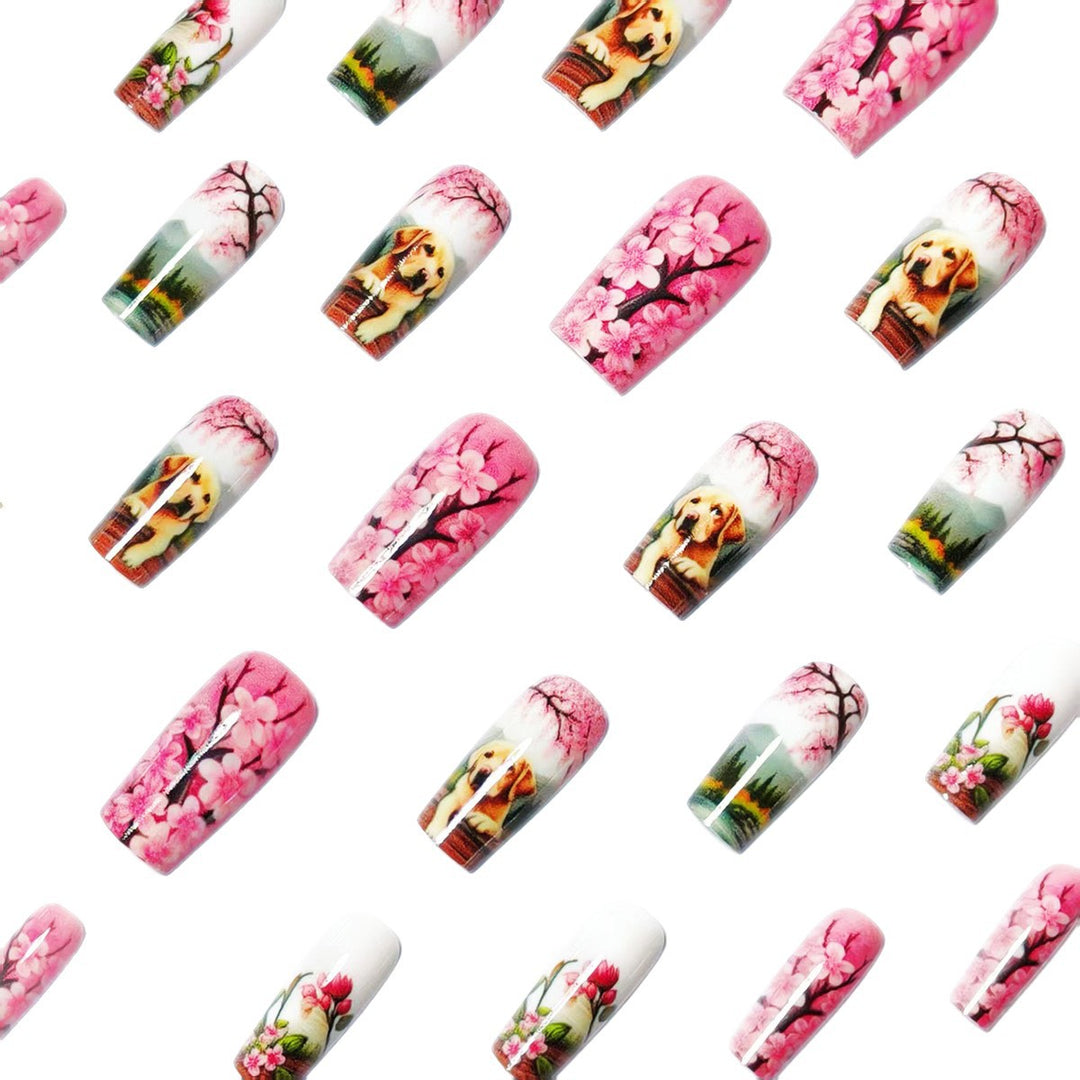 Artificial nails with floral and animal motifs Stornfield