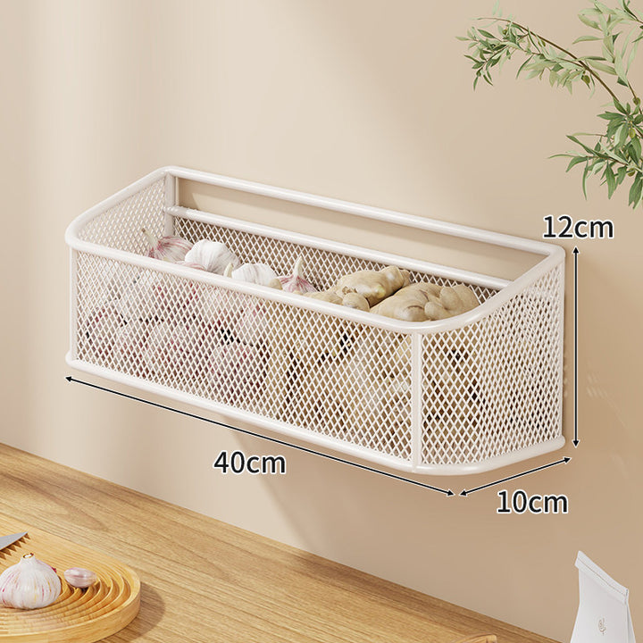 Wall-Mounted Ventilated Metal Mesh Kitchen Produce Basket