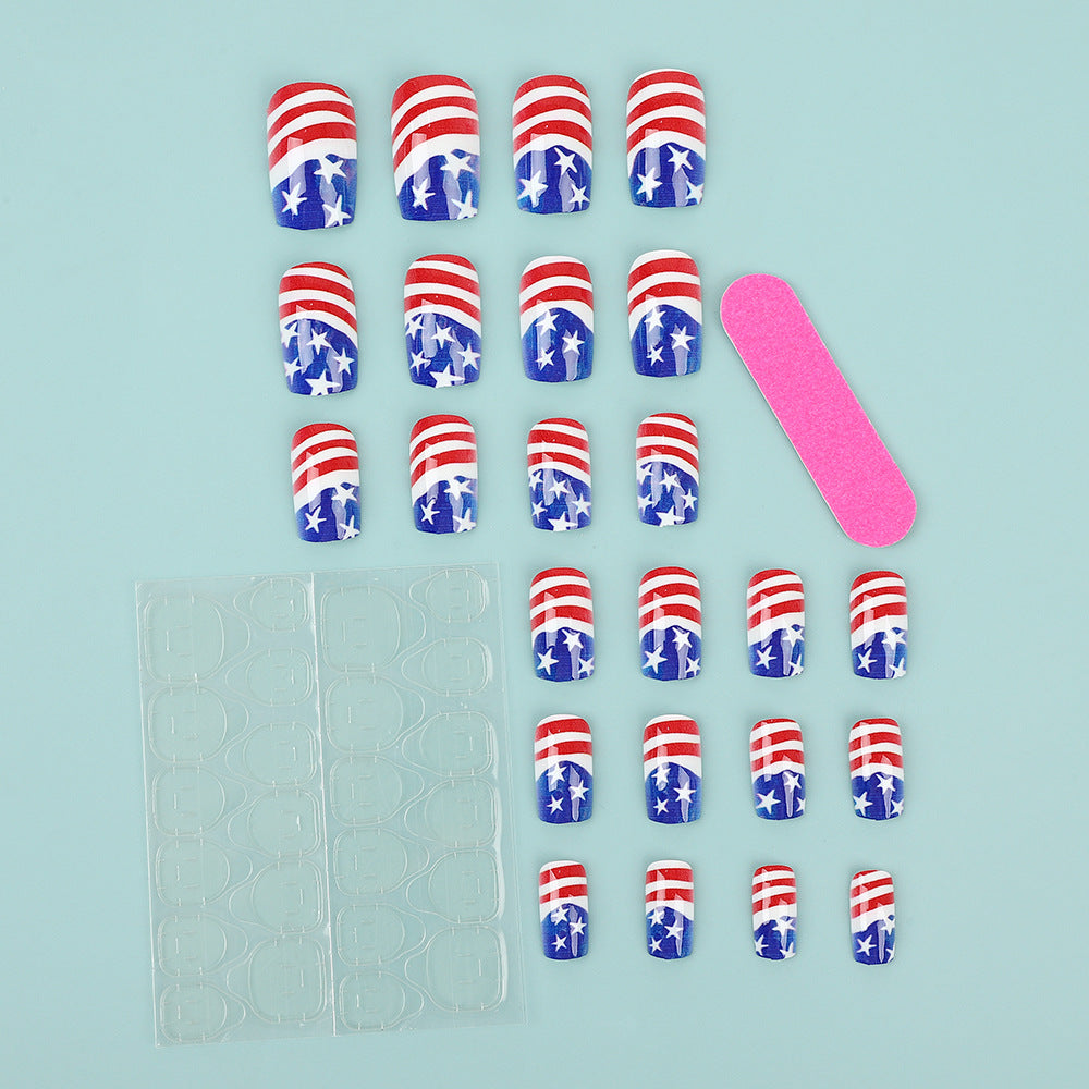 Artificial nails in patriotic Stars and Stripes design Stornfield
