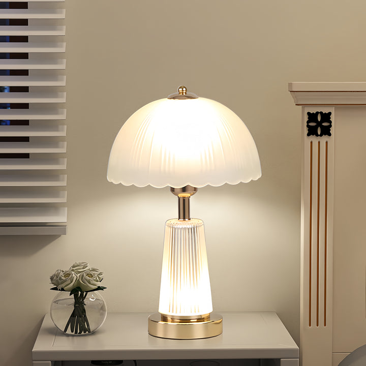 Elegant Table Lamp with Artisanal Fluted Shade