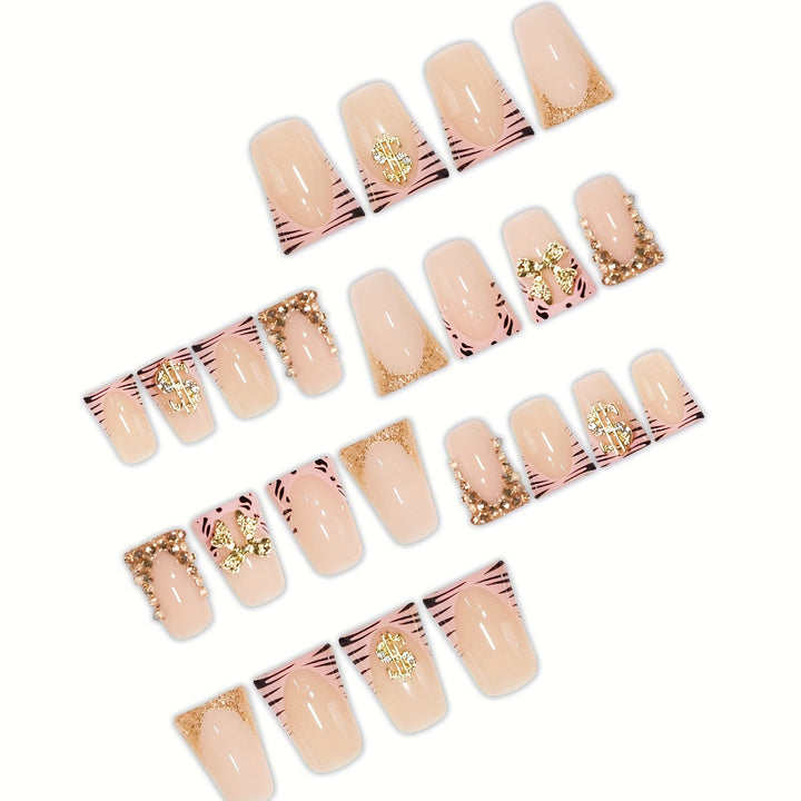 Luxurious 3D Bow-Embellished Press-On Nail Art Set Stornfield