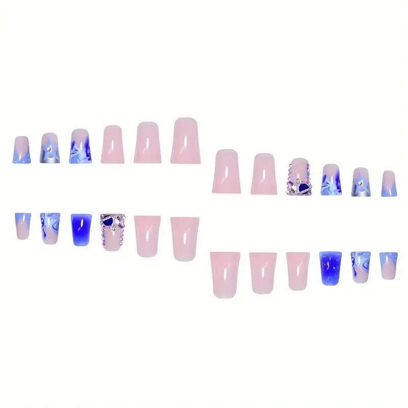 Artistic Acrylic Press-On Nail Set with Gem Accents Stornfield