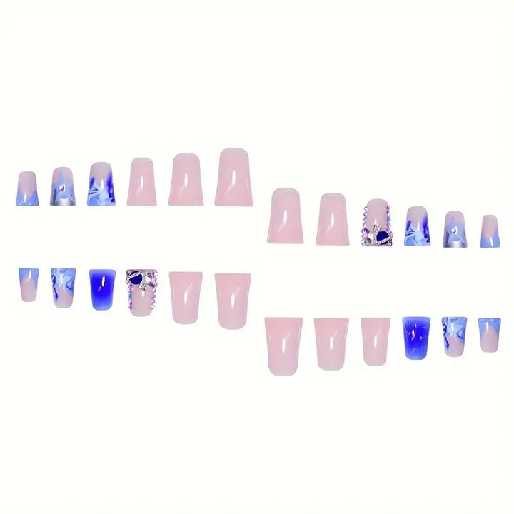 Artistic Acrylic Press-On Nail Set with Gem Accents Stornfield